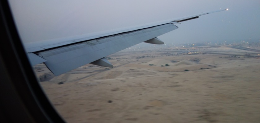 Landing at the old airport in Doha, looking east.