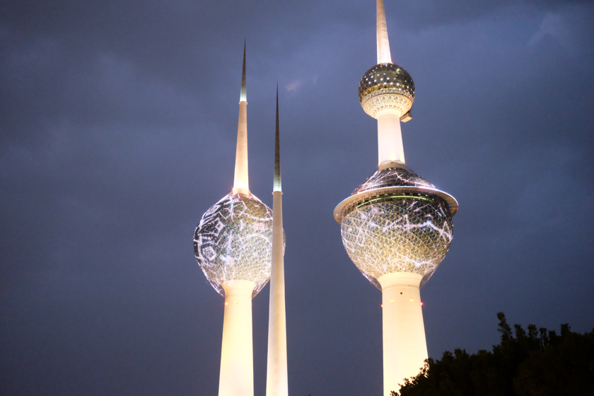 Used as target practice by the Iraqis during desert storm, the Kuwait Towers house a restaurant, an observation deck, and a 1.2 million gallon water tank.