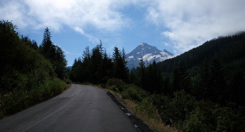 Looking back at Mount Hood from Lolo Pass.