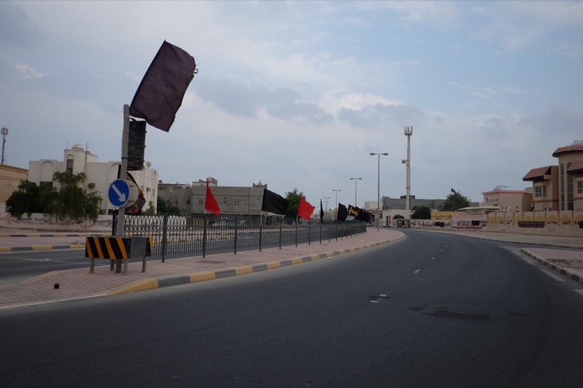 Several of the suburbs we drove through in Bahrain were decorated with these red and black flags which apparently mark the Shia neighborhoods of the country. Regardless of the meaning, seeing black flags waving in the wind is a little unnerving.