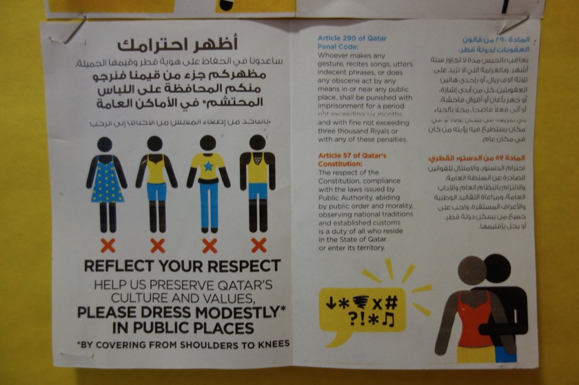Part of a pamphlet which encourages foreigners to dress modestly. This one was put up at our school.